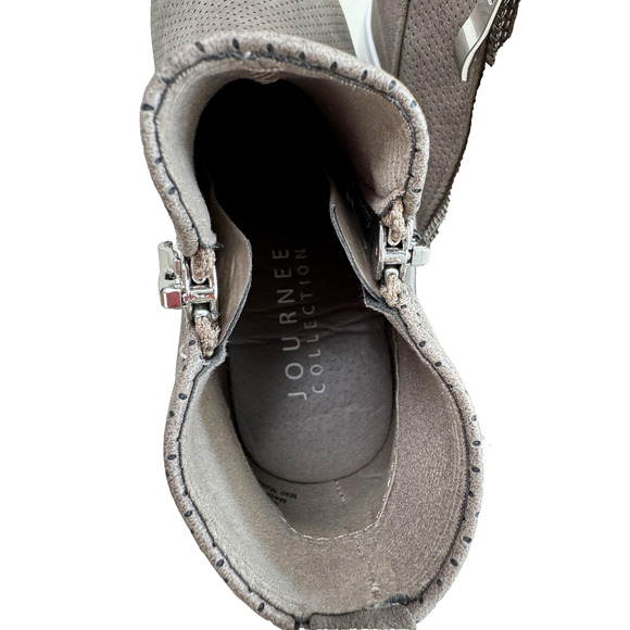 Journee Collection Shoes Womens Size 6 Taupe Penelope Wedge Booties Zip Casual - Picture 7 of 14